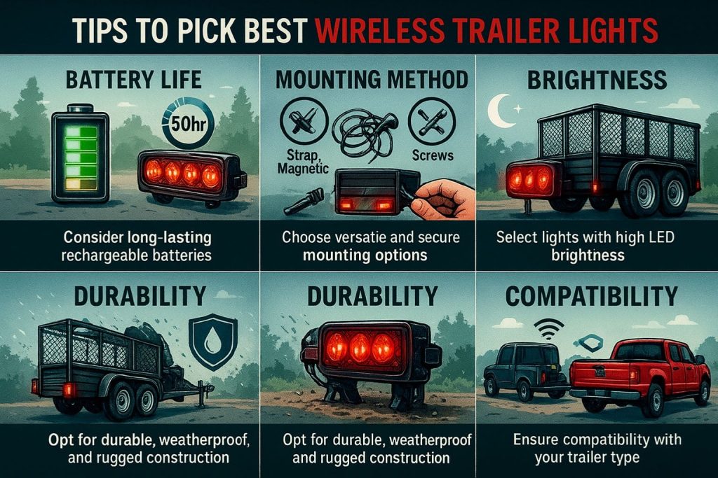 This image is about the tips to pick the best wireless trailer lights